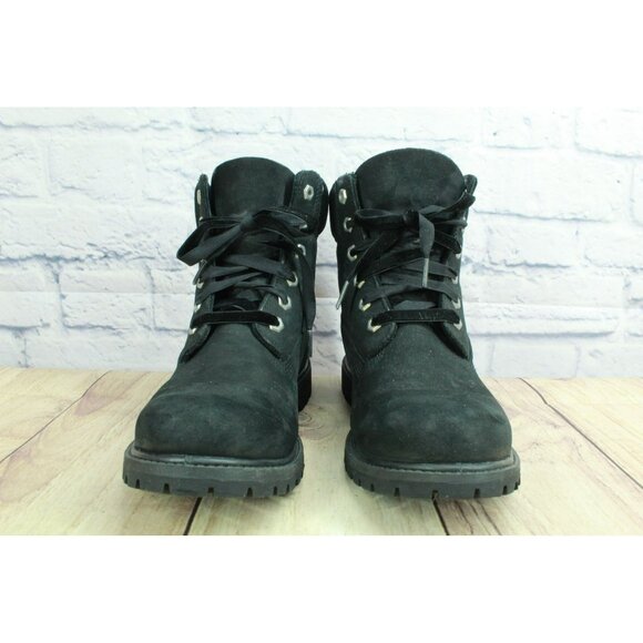 Timberland Premium Size 9 Shoes Black Velvet Leather Waterproof Boots Lace Up - Picture 4 of 10